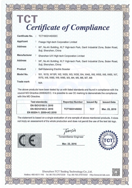 Κίνα Freego High-Tech Corporation Limited Co., Ltd. Πιστοποιήσεις